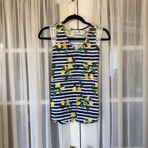 Cute Lemon Striped Tank top Size S
